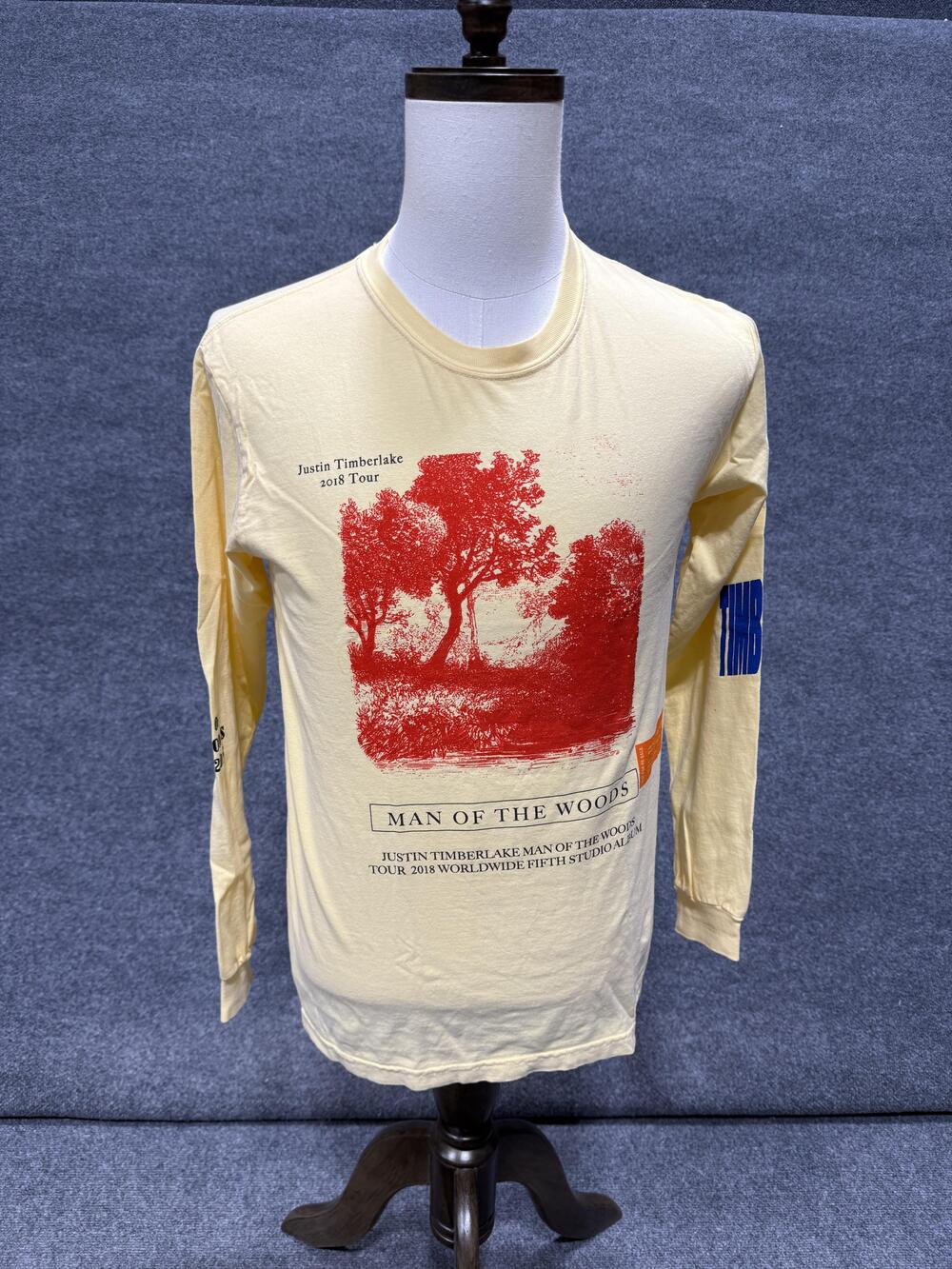 Justin Timberlake Man Of The Woods Shirt Mens Small Yellow Long Sleeve Tour Tee